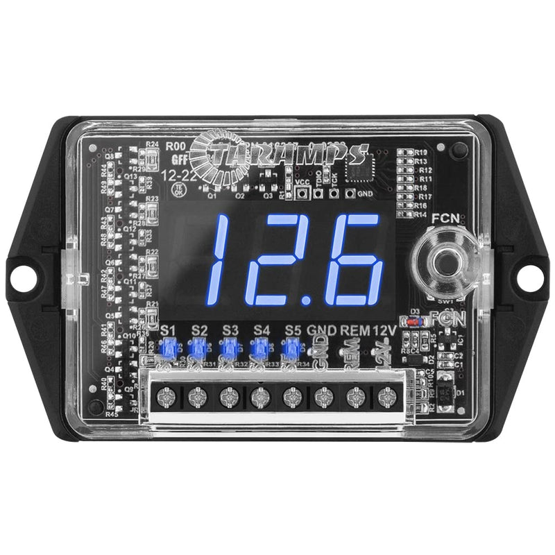 Taramp's Automotive Digital Voltmeter and Sequencer VTS 5.1 Blue LED Automotive Car Audio 5 Sequencer Outputs SPL Mode Voltage Protection, Digital Display, Car Audio Monitor, Black
