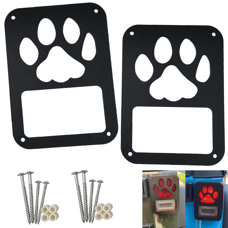 2Pack Rear Tail Light Covers Guards Compatible with 2007-2018 Jeep Wrangler JL JK Accessories,Light Guard(Dog Paw) Dog Paw