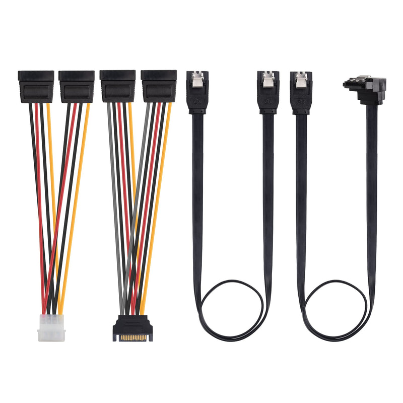  [AUSTRALIA] - Cable Matters SATA III Data Cable and SATA Power Cable Kit with Straight and 90 Degree SATA III Cables, Power Splitter Adapter, and Molex Adapter in Black