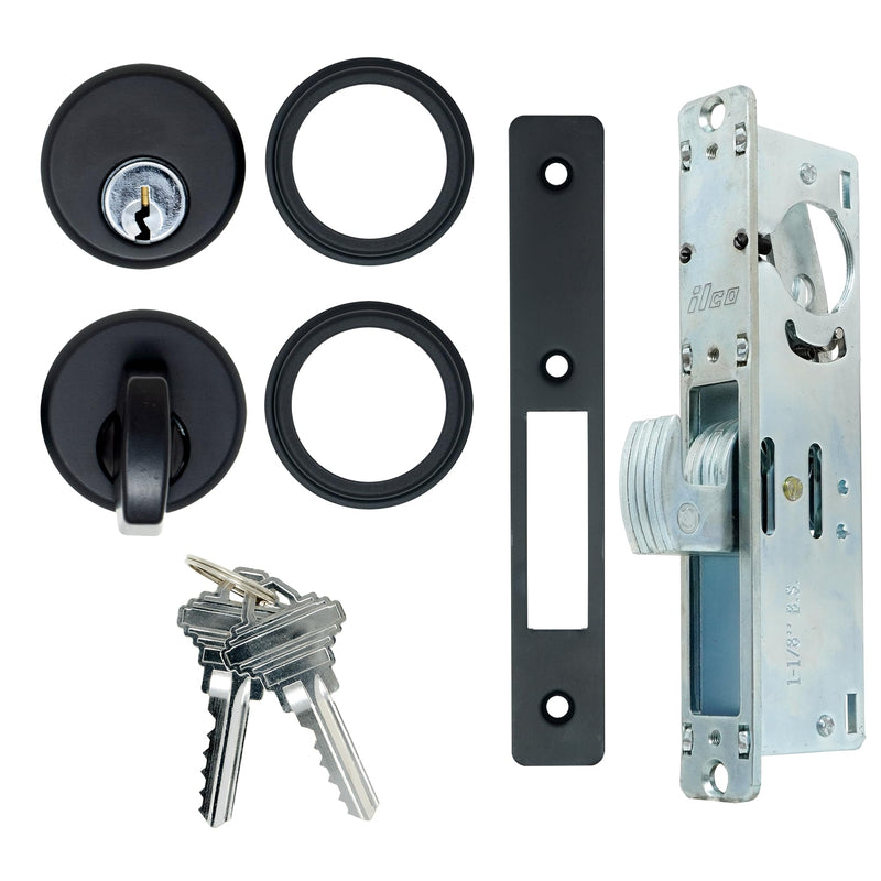 Summit DOORWARE Mortise Cylinder Hook Bolt with Keys | Adams Rite Style Door Lock Replacement Parts | Mortise Lock with Thumbturn Cylinder | Replacement for MS1850S-X5X Locks | Duronotic Finish 1-1/8" Backset