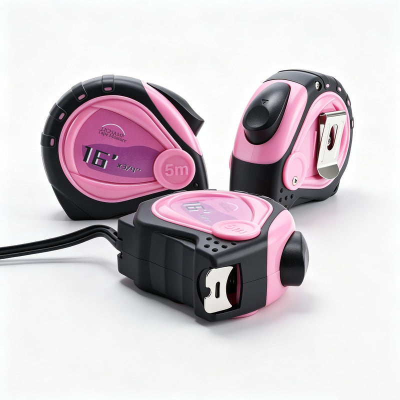 Lichamp Small Tape Measure 16 Feet, Pink Tape Measure Mini 3 Pack 16ft x 3/4in with 1/8 Fractions, 0316PK
