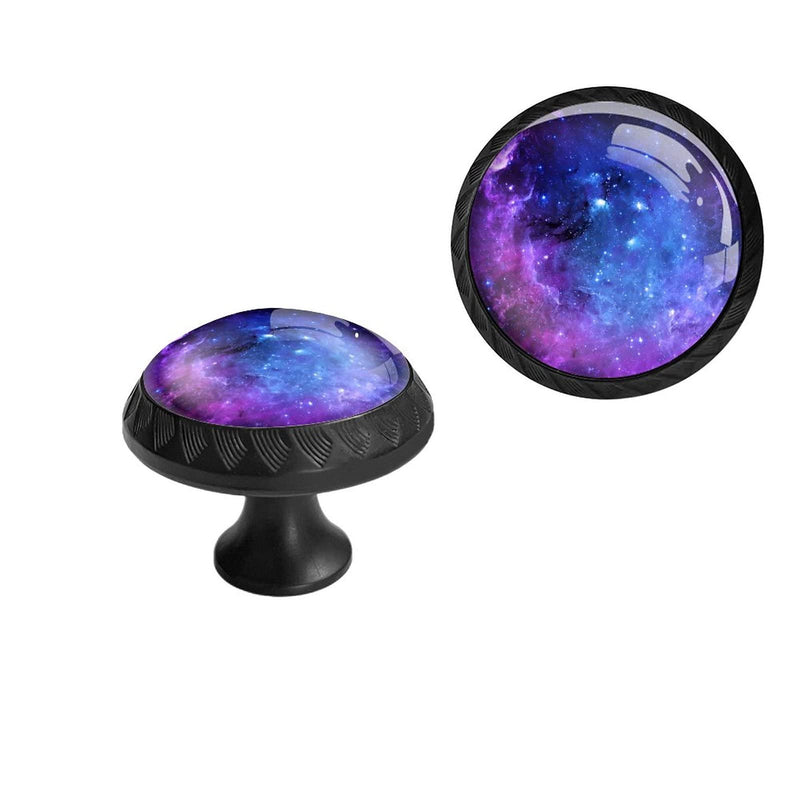 6 Pack Black & Purple Nebula Galaxy Cabinet Knobs, Crystal Glass Dresser Knobs for Kitchen & Bathroom Hardware
