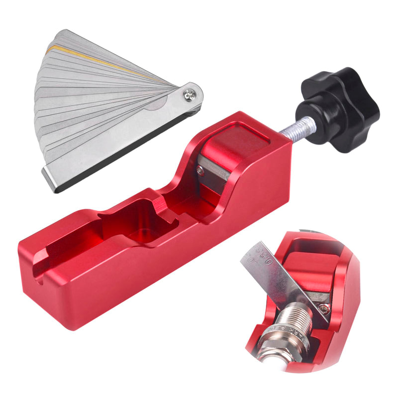 Universal Spark Plug Gap Tool Compatible with Most 10mm 12mm 14mm 16mm Spark Plugs Red - 1 Set with Feeler Gauge