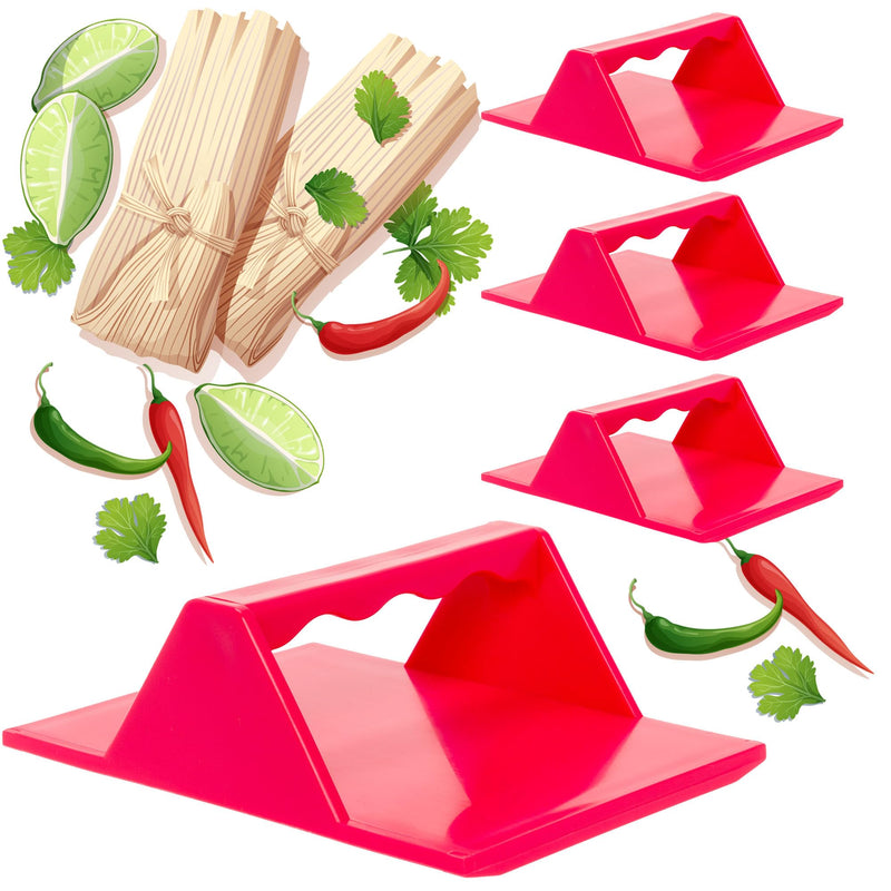 Tamales Masa Spreaders - Kitchen Utensils - Easy Grip Ergonomic Handle by Mindful Design (4 Pack, Red) 4 Pack Roja Red