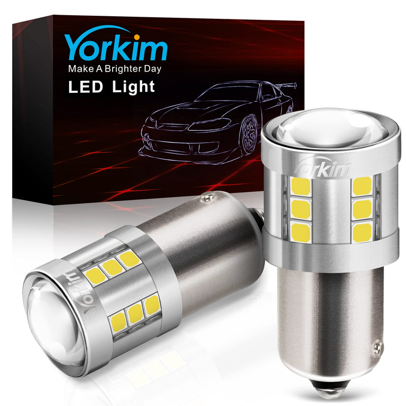 Yorkim 1156 LED Bulb White, 3000 Lumens 300% Super Brighter LED Reverse Lights, BA15S P21W 7506 1003 1141 Led Bulbs for Car Backup Tail Brake Turn Signal Blinker Lights, Pack of 2 White pack of 2