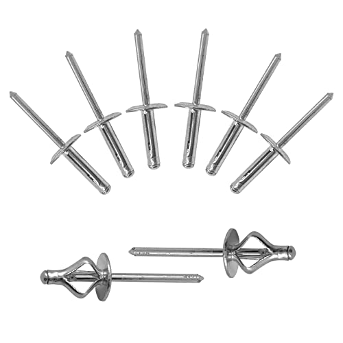 Tri-Fold Exploding Large Head Aluminum Pop Blind Rivets 3/16'' * 4/5'' Long Grip Solid Rivets Used For Industries Automobiles Kayak Sailboat & Furniture 100 Pieces Silver Silver-100pcs