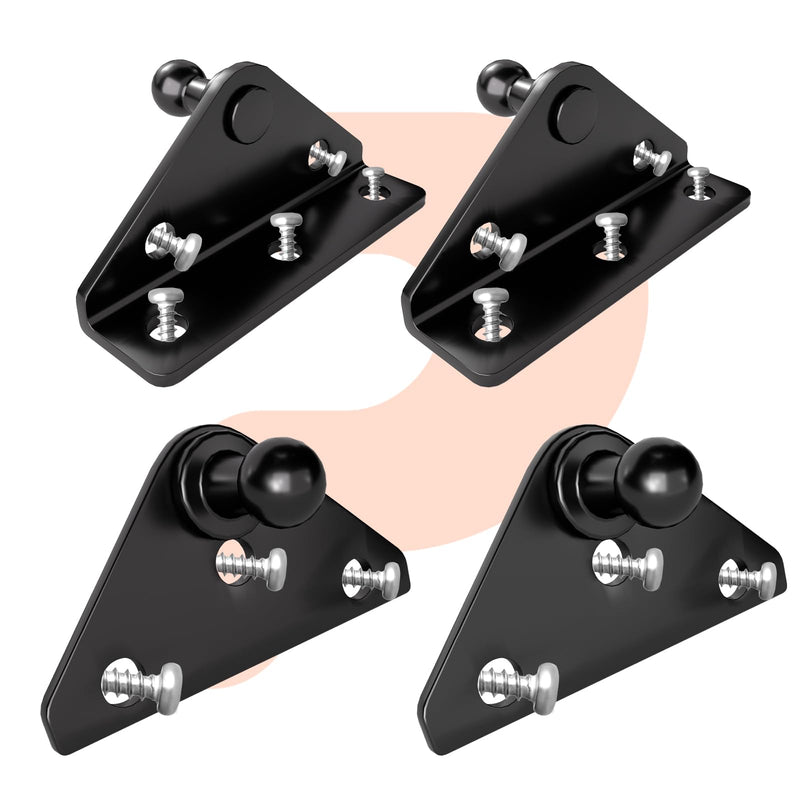 10MM Mounting Bracket, Gas Strut Spring Ball Stud, 2 Angled L-Type Mounts and 2 Flat-Type Mounts with 16 Screws, for Lift-o-mat Gas Shock Mounting Kits, Black by PAMAGOO 10mm