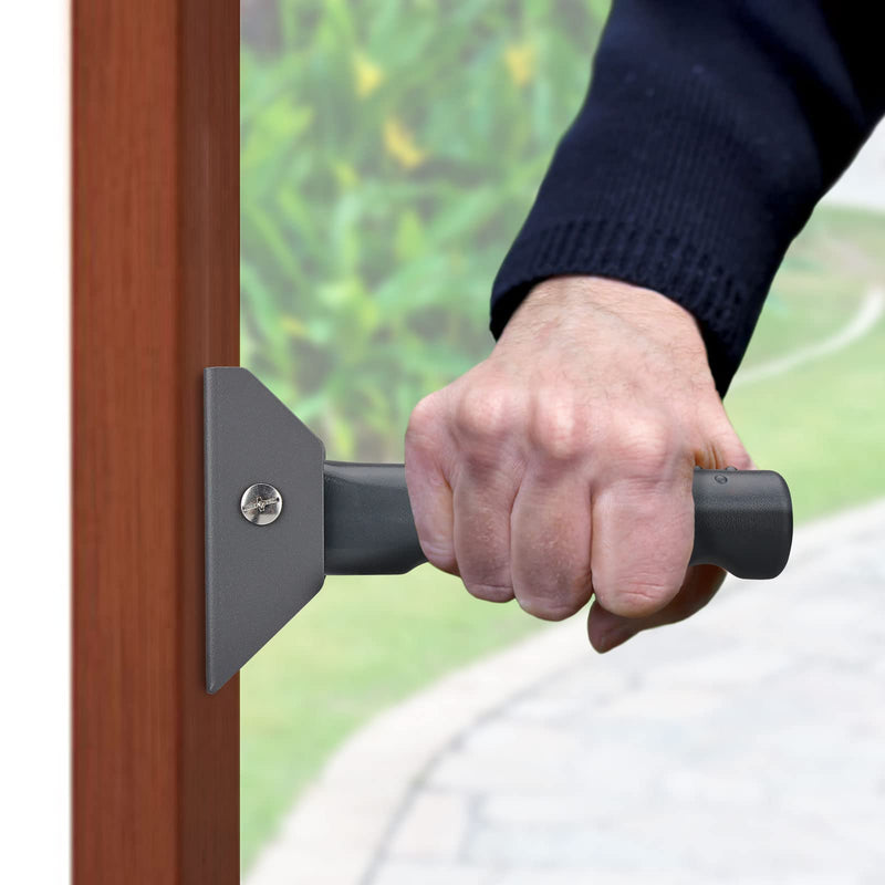 iGuerburn Doorway Flip Assist Handle, Door Assistant Support Grip Handle, Doorway Stair Assist Grab Bar for Elderly or People Who with Balance Issues - Supports Up to 300 Pounds (Grey) Gray