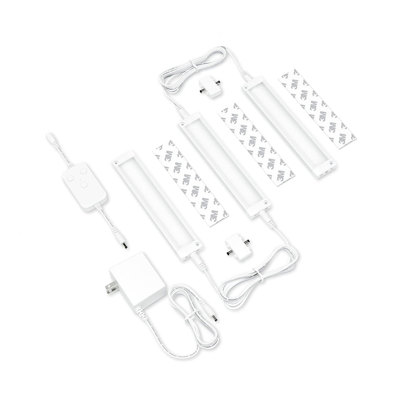 EShine 3 Pack 7 inch White Smart Dimmable LED Under Cabinet Lighting Kit Compatible with Alexa, Google - Cool White (6000K) Cool White (6000K)