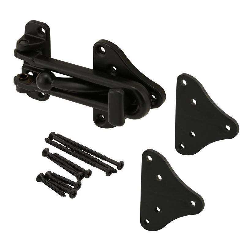 Prime-Line U 11447 Swing Bar Door Guard with High Security Auxiliary Lock, Matte Black Finish (Single Pack)