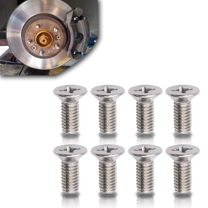 8 Pieces Braking Disc Rotor Screws, Front Rear Stainless Braking Set Screws Kit, Suitable for Honda Hyundai and Kia Models Best Alternative to Mazda (Silver) 8 PCS Silver