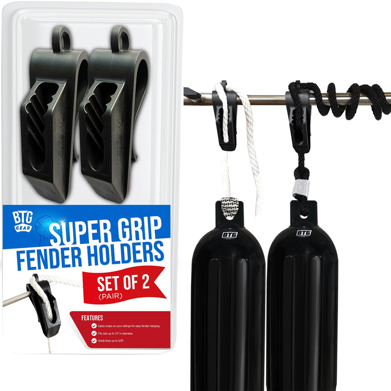 Set of 2 Adjustable Fender Clip Boat Fender Hangers/Holders for 5/16" to 7/16" Marine Bumper Fender Lines