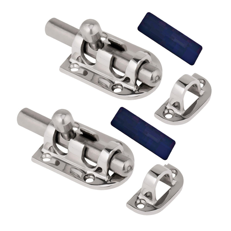 1/2Pack Stainless Steel 316 Door Window Lock Latch ，Marine Barrel Bolt Clasp Sliding Hasp Locks Push Pull Toggle Buckle W/Rubber gaskets (2Pack, Length: 110mm 4.33inch) 2Pack