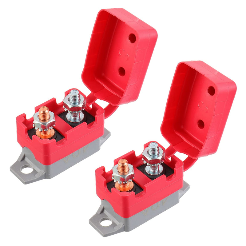 40A 12V-24V Automatic Reset Circuit Breaker with Cover Stud Bolt for Battery Chargers Trucks Car Engines and More(2pcs) 40-AMP