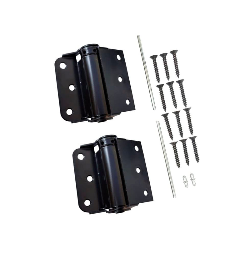 QCAA Adjustable Spring Hinge, Half Surface, 3", Black, 2 Pack(1 Pair), Made in Taiwan Black(half surface)