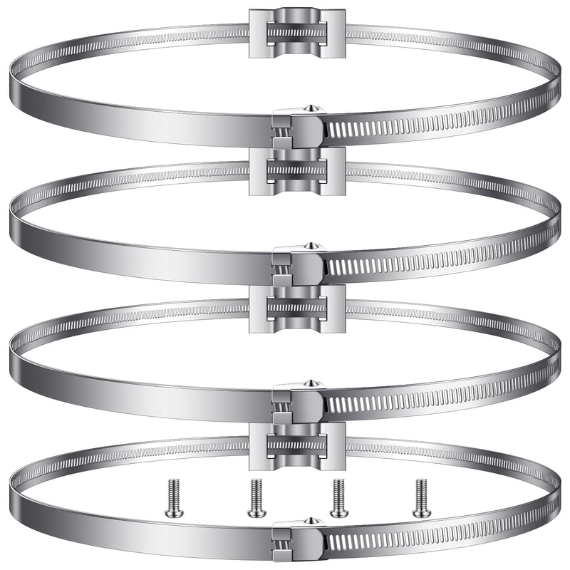 Oudain 4 Pack Sign Mounting Bracket for Larger Adjustable Pole Clamp Road Street Sign Band Clip 4 to 15" Metal Street Mounting Hardware Propane Tank Bracket for Round Square Telephone Pole Rod