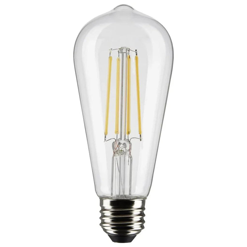 Satco 8 Watt ST19 LED Clear Vintage Style Light Bulbs - Medium Base - 3000K - 120 Volt - Soft White (6 Pack)