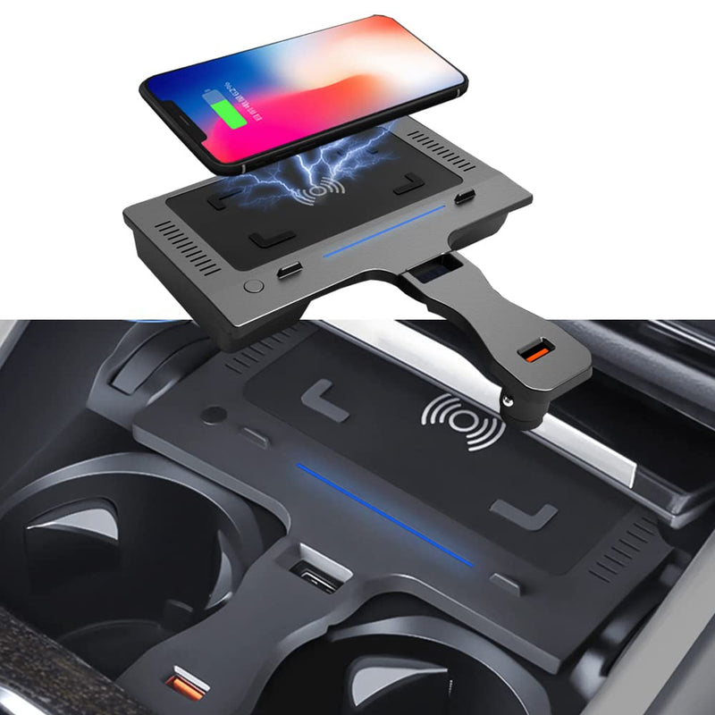 Wireless Car Charger Fit for BM-W X3/ X4 2023-2019 15W Wireless Charging Panel,QC3.0 Charging Port,for Multiple Phones Owner,Car Charger Mount for BM-W X3/X4 Apply to All Qi Phones