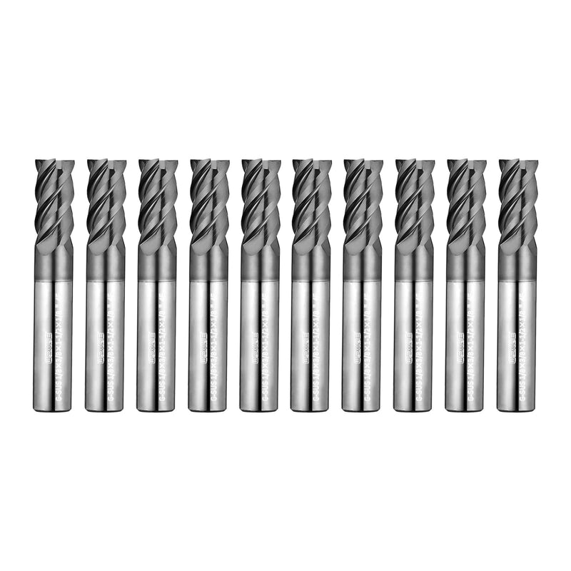 Tools G-SUS Precision Carbide End Mill Series, for Stainless and Titanium, Finish Machining, Unequal Flute and U-Flute Design, Prevent The Vibration,Carbon Tool Steel 1/8”（10Pc） 1/8-1.5" ( 10PCS)