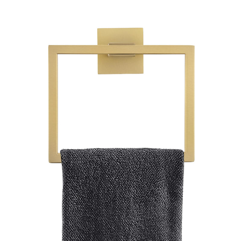Gold Towel Ring Modern Square Hand Towel Bar,Towel Holder for Bathroom,Wall Mount Stainless Steel Gold
