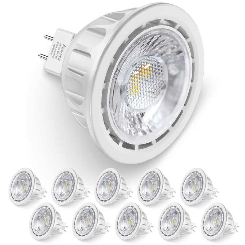 10 Pack Dimmable MR16 LED Bulbs, 12V 5W(50-Watt Equivalent), 3000K Warm White, GU5.3 Bi-Pin Base, 40-Degree, Indoor/Outdoor Landscape Spotlight Track Recessed Lighting 10 Count