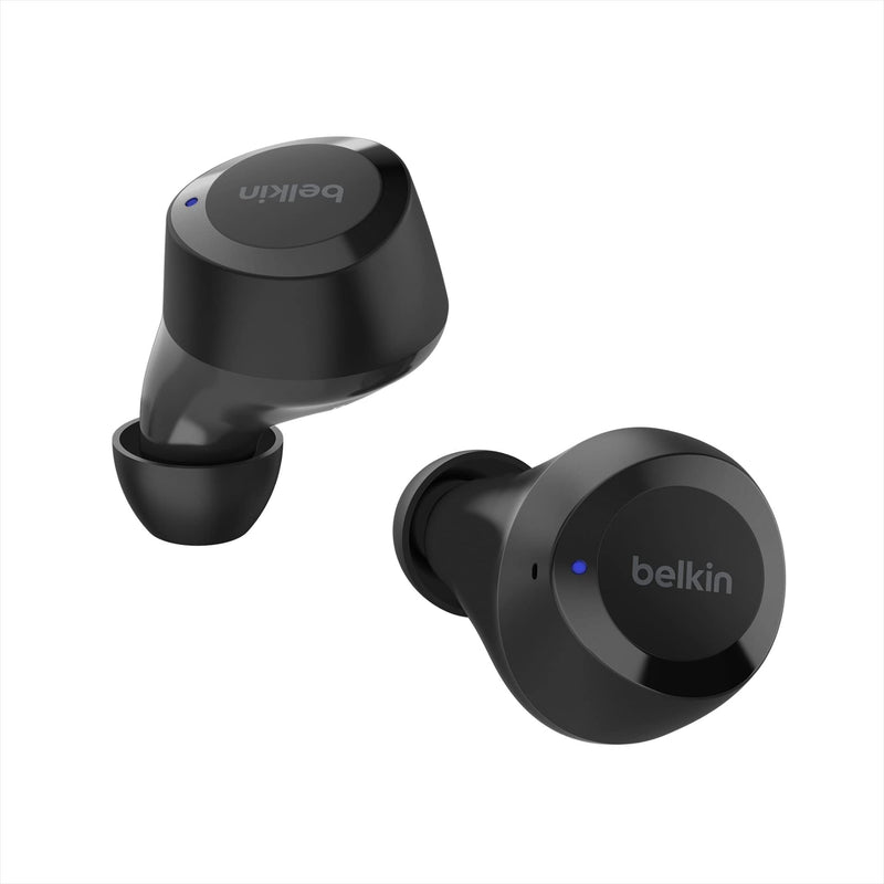 Belkin SoundForm Bolt True Wireless Earbuds, Wireless Charging, 28H | In-ear Bluetooth earbuds, IPX4 sweat resistant, USB-C and Qi charging case, mono mode, gym, commute, travel Black