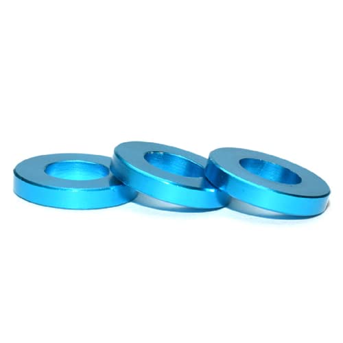 50pcs M3 Flat Washer Aluminum Gasket Anodized Countersunk Washer for RC Model Part Thickness 0.5mm (Blue) Blue