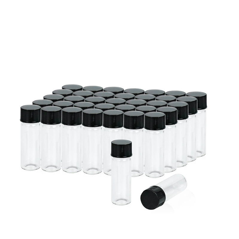 ALWSCI 1 Dram Glass Vials, Small Liquid Sample Vial, 4 ml Borosilicate Glass Empty Vials with Caps, 13-425 Black Screw Caps with PE Liner, Pack of 100 4ML