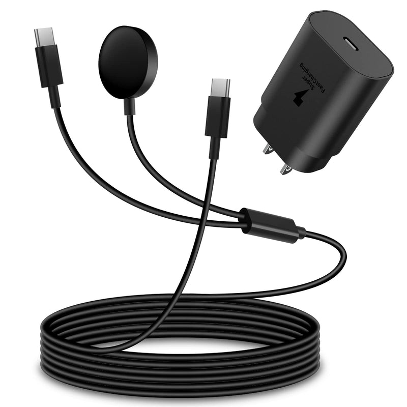  [AUSTRALIA] - 2 in1 Samsung Watch Charger,25W USB C Fast Charger Compatible with Galaxy Watch 6/6 Classic/5 Pro/5/4 /4 classic/3/Active2/1 and Galaxy S23 Ultra/S22/21/20 Note20/10 Z Fold 4(5ft)