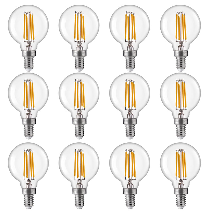FLSNT 60W Equivalent LED Globe Candelabra Bulbs, Dimmable G16.5 LED E12 Chandelier Light Bulbs, 550LM, CRI90, 5.5W, AC 120V, 12 Pack, 2700K Soft White 60w Soft White 12 Count (Pack of 1)