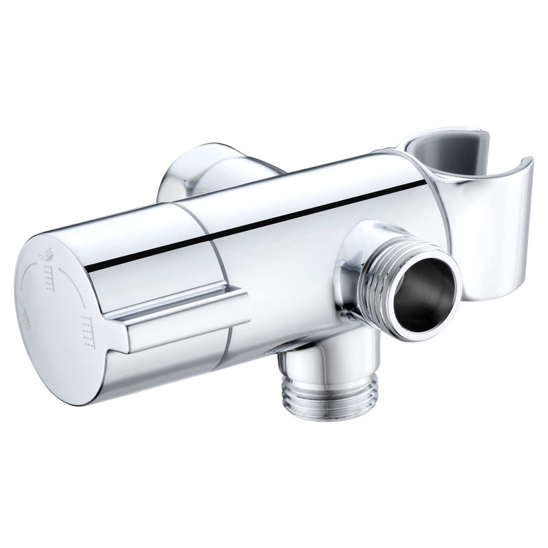Metal Shower Diverter Valve with Hand Shower Holder, Full Flow Shower Arm Diverter for Hand Held Showerhead and Fixed Spray Head, G 1/2 3-Way Universal Shower System Replacement Part Uvish