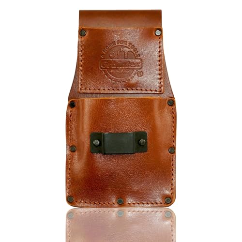 Graintex Ambassador Series Measuring Tape Holder Top Grain Leather, Measuring Tape Clip, Leather Tool Holster, Construction Workers, Electricians, Contractors Chestnut Brown
