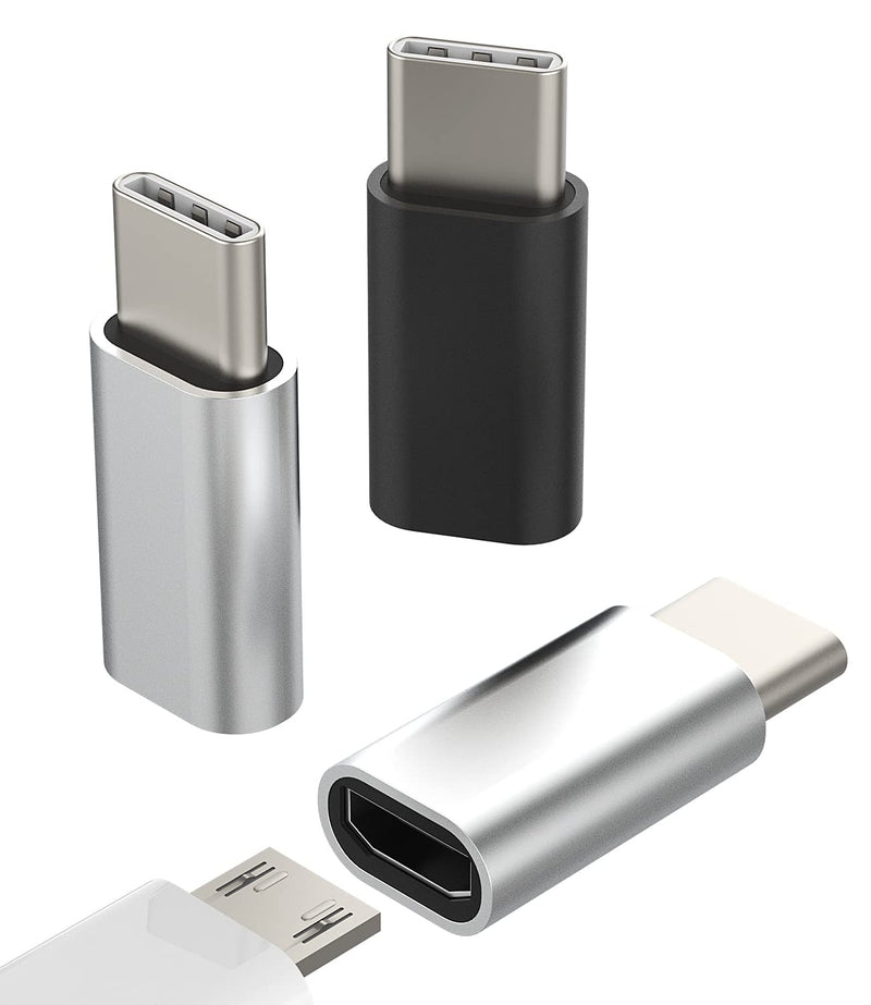 CD-JP-019-mc-to-tp Type C Adapter (3 Pack) Micro USB Female to USB C Male Charging Data OTG Converter for Android Thunderbolt 4 Plug for Pixel Compatible with Samsung Galaxy S22+