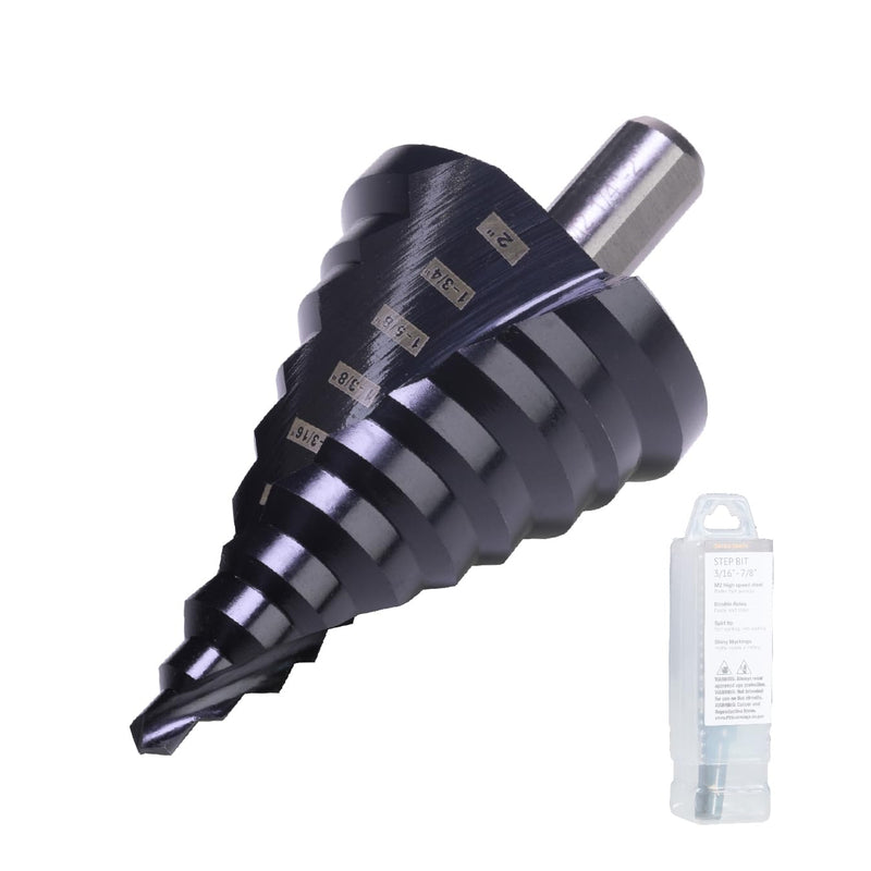 1/4 to 2 Inch Step Drill Bit Spiral Grooved Double Fluted, Large M2 High Speed Steel Drill bits for Hole Drilling in Stainless Steel, Copper, Aluminum, Wood, Plastic 1 1/4" to 2" (Spiral)