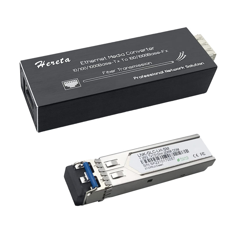 Industrial Gigabit Fiber Media Converter with Single Mode Dual Fiber SFP/LC Module 10/100/1000Base-TX to 100/1000Base-Fx Mini Ethernet Media Hardened Converter USB Type C Power Input