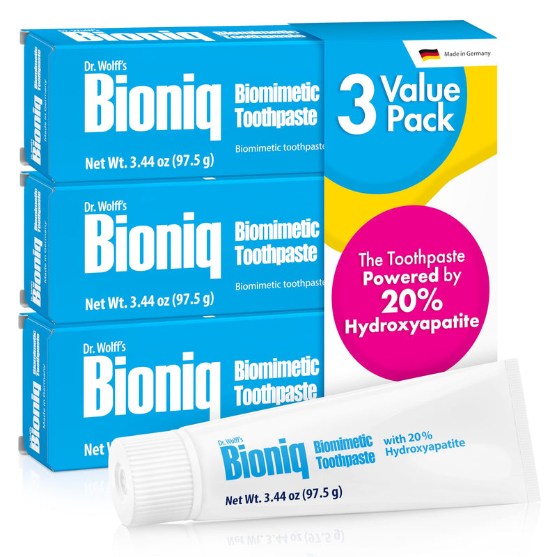 Bioniq Classic - 20% Hydroxyapatite Toothpaste, bioHAP and Fluoride Free for Daily Use, Clinically Tested - Our Expert Enamel Care, Mint Flavor - 3 x 3.44 Oz 3.44 Ounce (Pack of 3)