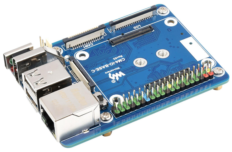 CM4 Base Board (Advanced C Version) for Compute Module 4, with Raspberry Pi 40PIN GPIO Header/MIPI CSI Camera Ports/LCD Display Port/Fan/HDMI/USB/Gigabit Ethernet RJ45 Connector C Version Base Board