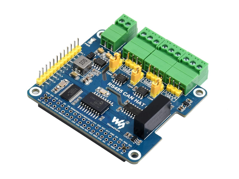 waveshare Isolated RS485 CAN HAT B, Compatible with Raspberry Pi 5/4B/3B/Zero/Zero W/Zero 2W/Pico/Pico W/Pico WH, Type 2-Ch RS485 and 1-Ch CAN Multi Protections