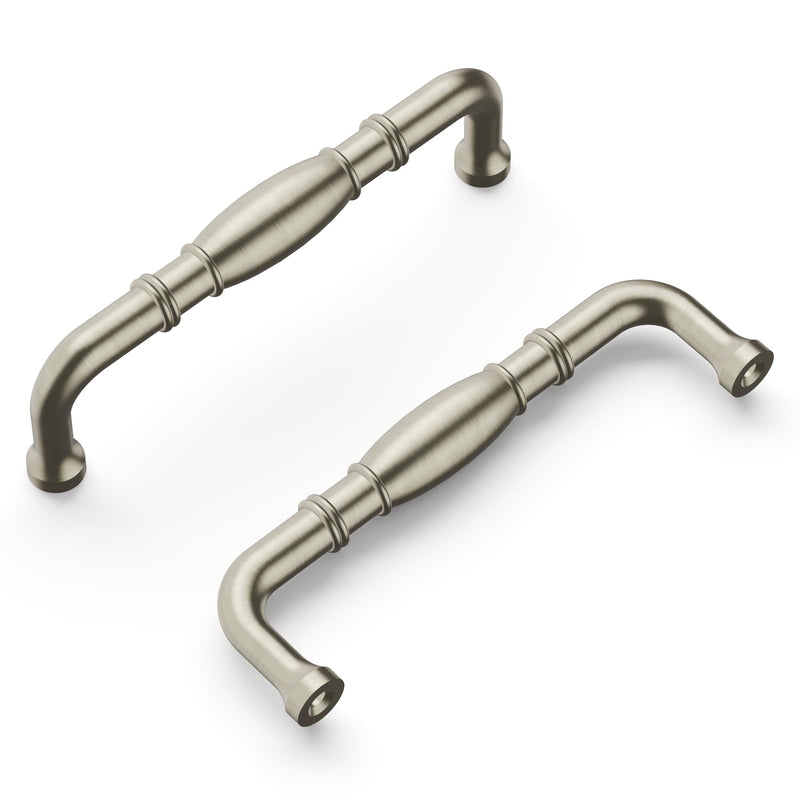 Hickory Hardware 10 Pack Solid Core Kitchen Cabinet Pulls, Luxury Cabinet Handles, Hardware for Doors & Dresser Drawers, 3-3/4 Inch (96mm) Hole Center, Satin Nickel, Williamsburg Collection 3-3/4 Inch Center to Center