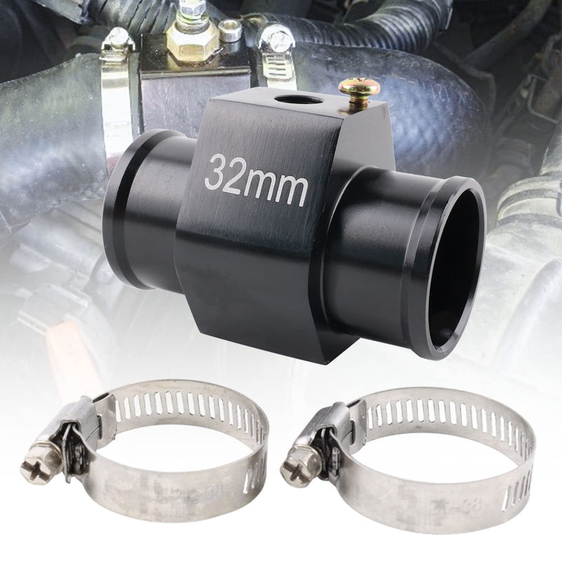 Aluminum Water Temp Meter Temperature Gauge Joint Pipe Radiator Sensor Adaptor Attachment Hose Clamps （32mm/1/8''NPT） 32mm