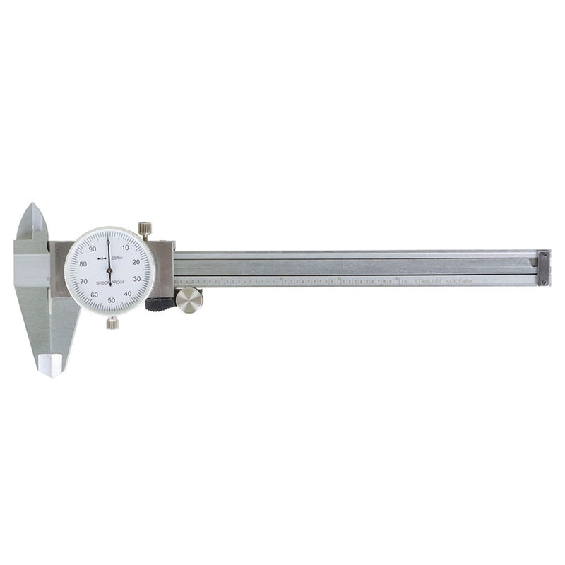 Stainless Steel 6-Inch Dial Caliper - Measuring Range 0-6 Inch for Internal and External Dimensions and Depth - Easy to Use Tool With Suitcase