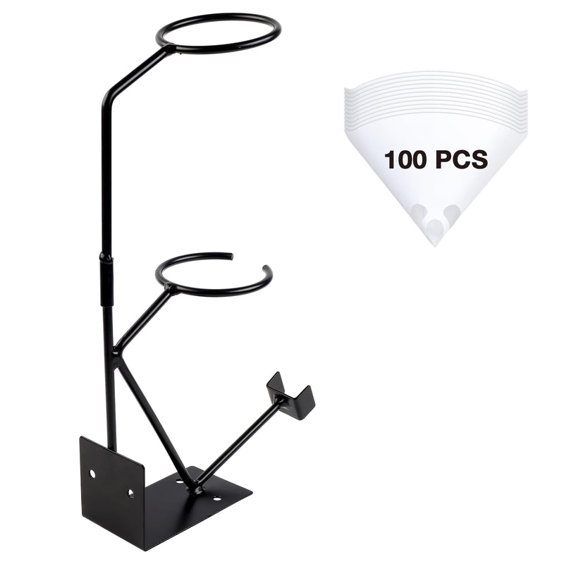 YUZES Gravity Feed Paint Spray Gun Holder Stand with 100PCS Nylon Mesh Paint Strainers and Removable Strainer Holder, for Wall-Mounted or Bench Mount