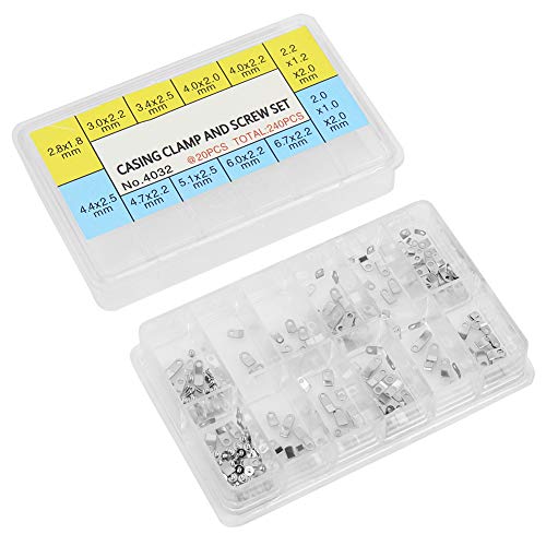 Watch Casing Securing Screw 240 Piece Watch Case Clamp Adapter for ETA 2824 2836 2846 Housing Movement Fixing Screw Washer Curved Washers