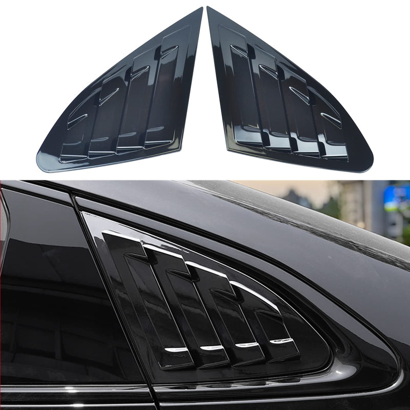 for Chevy Malibu 2016-2024 Rear Side Window Louvers, Racing Style Louvers Air Vent Scoop Shades Cover Blinds 1Pair - Glossy Black