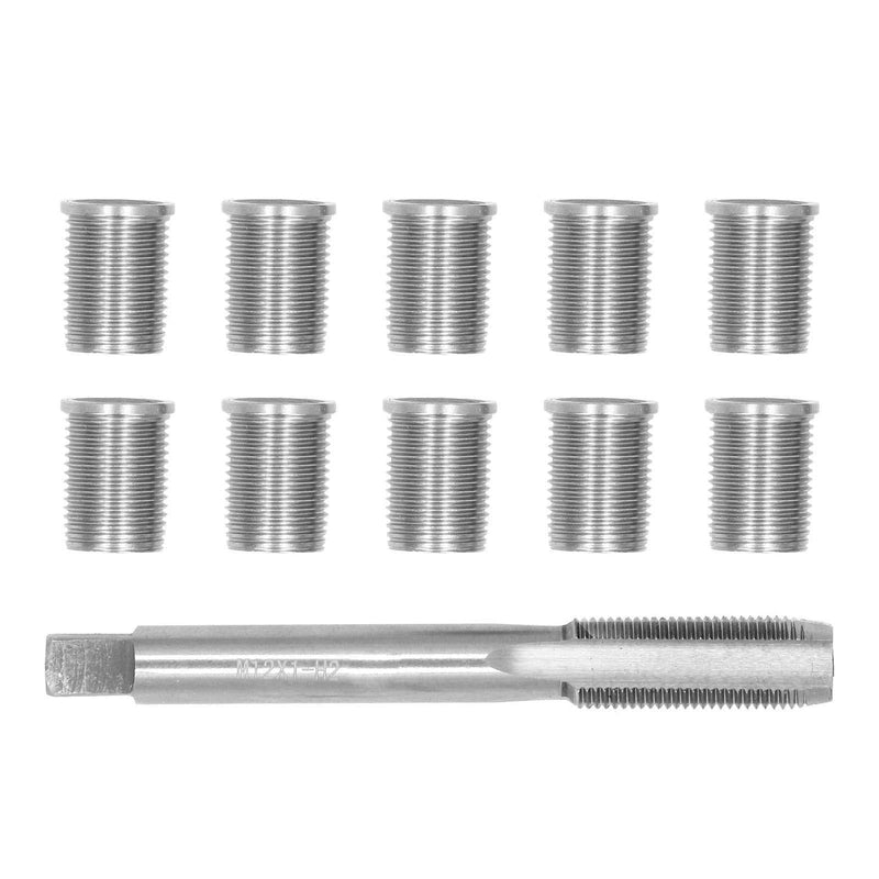 Watris Veiyi Spark Plug Thread Repair Tool, High Speed Steel Tap Spark Plug with M10 x 1.0 Inserts and M12 x 1.0 Tap Kit for Automotive Engine Repair