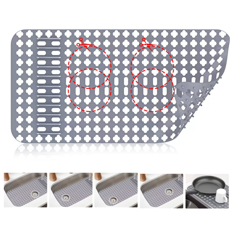 ARLBA Upgraded Silicone kitchen sink mat Rear Drain/Center Drain, 25" x 13" Sink Protector Mat Rubber Sink Rack for Kitchen Sink,Silicone Sink Mats for stainless Steel Sink Farmhouse Sink Accessories