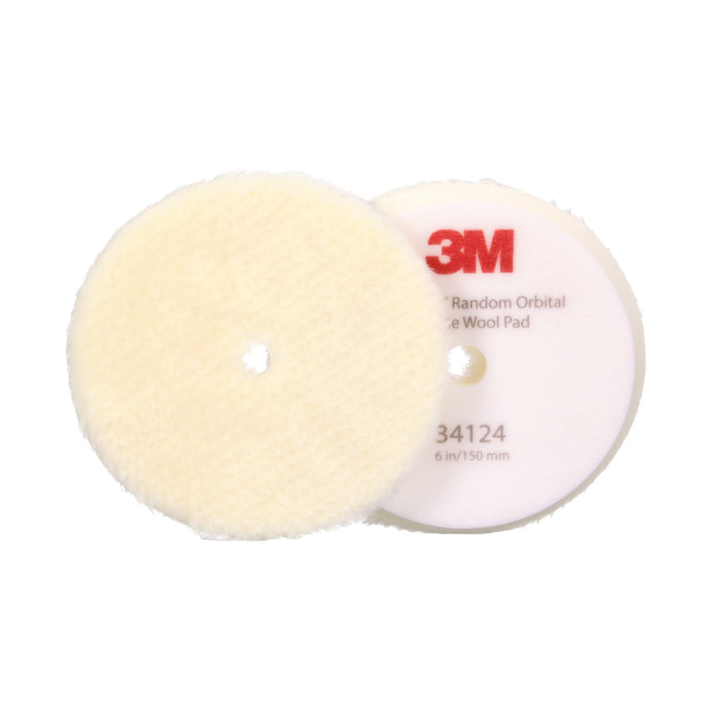 3M Perfect-It Random Orbital Coarse Wool Compounding Pad, 6"/150 mm, White, 34124, Orbital Pads for Automotive Compounding and Polishing 6" 150mm