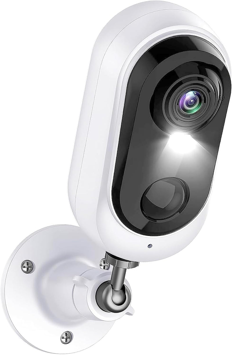 Cameras for Home Security: Battery Powered Outdoor Camera Wireless WiFi Home Surveillance with Spotlight & Siren Alarm 1080P Color Night Vision AI Motion Detection Sensor 2-Way Talk Cloud/SD White