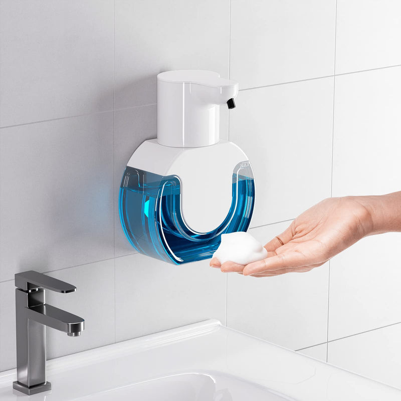 Automatic Foaming Soap Dispenser 15oz/420ml Foaming Hand Sanitizer Touchless Wall Mount with 4levels Adjustable Free Touch Electric Soap Dispenser Rechargeable with Sensor White Foam