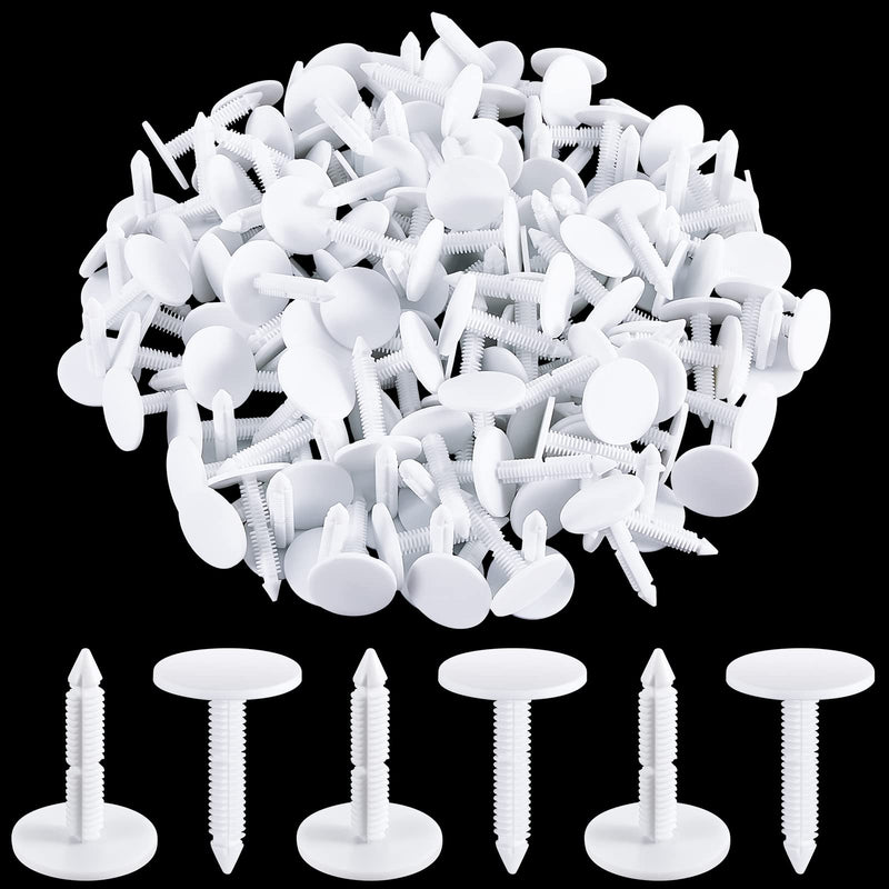 Taiyin 1 3/8 '' Christmas Tree Vapor Barrier Fasteners for Crawlspace Poly Liners Encapsulations Covers White Push Plastic Foam Board Fasteners(300 Pcs) 300